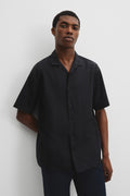 Cotton Short Sleeve Revere Jacquard Shirt