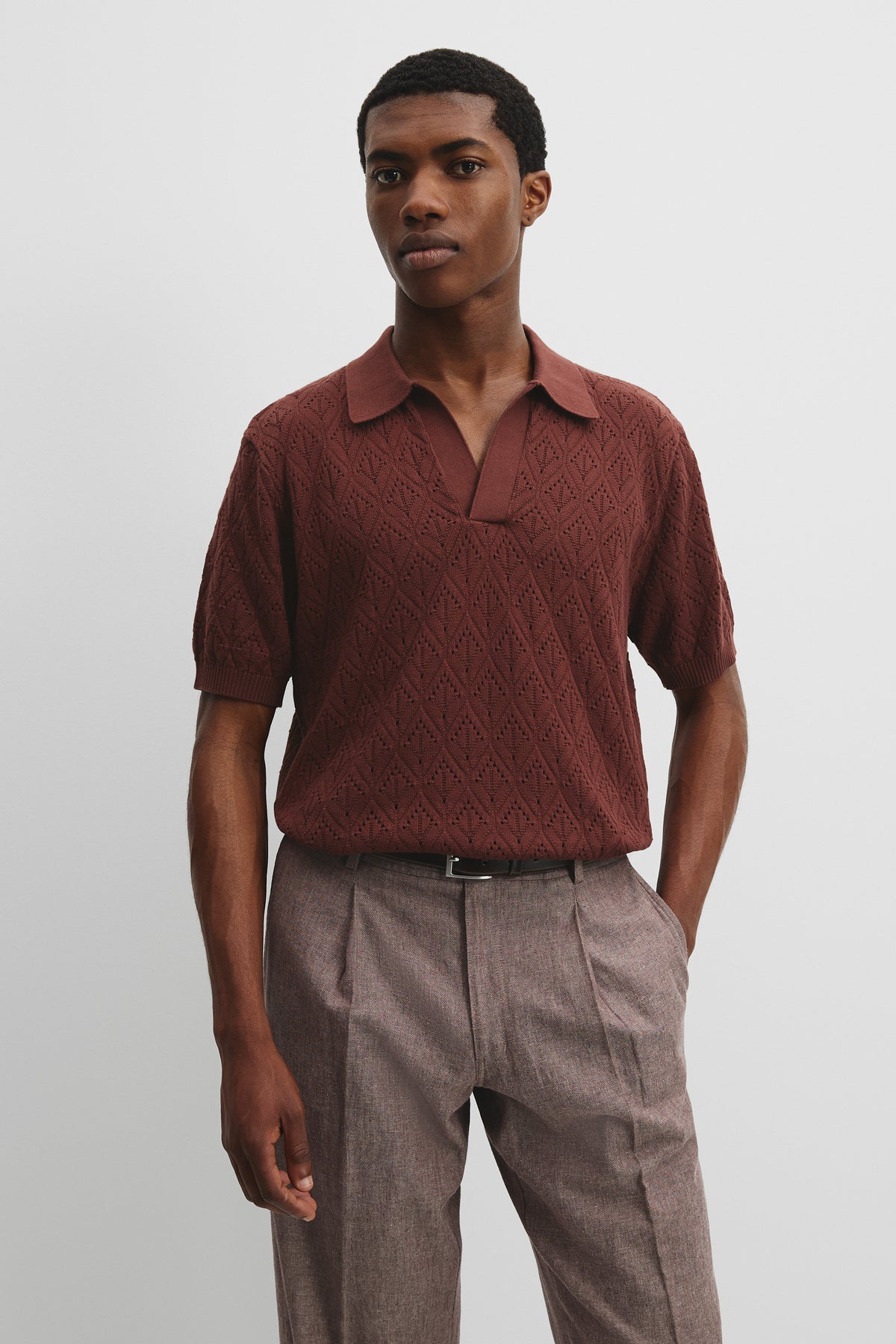 Cotton Oversized Pattern Knit Polo