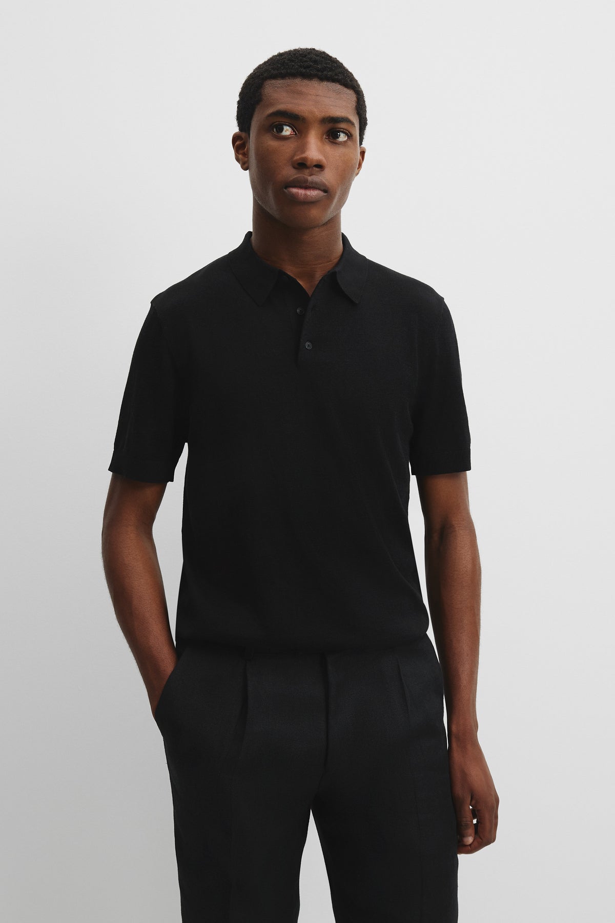 Cotton Silk Button Knit Polo