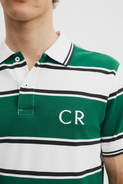Australian Cotton Cr Logo Stripe Pique Polo