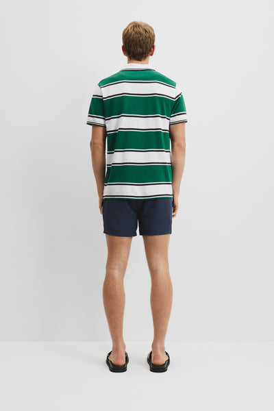 Australian Cotton Cr Logo Stripe Pique Polo