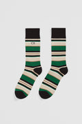 Australian Cotton Blend Cr Classic Logo Striped Crew Sock