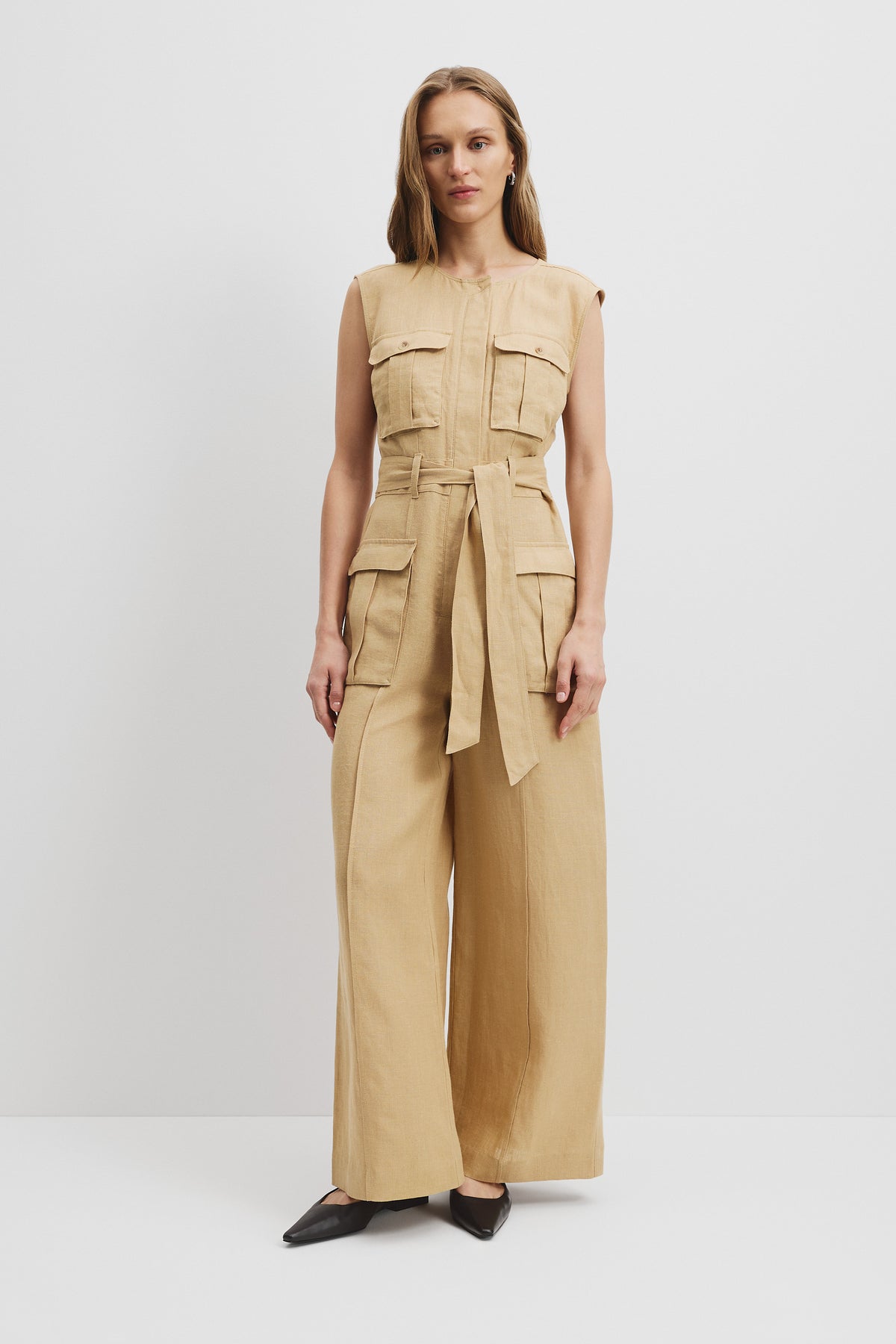 Linen Utility Detail Jumpsuit
