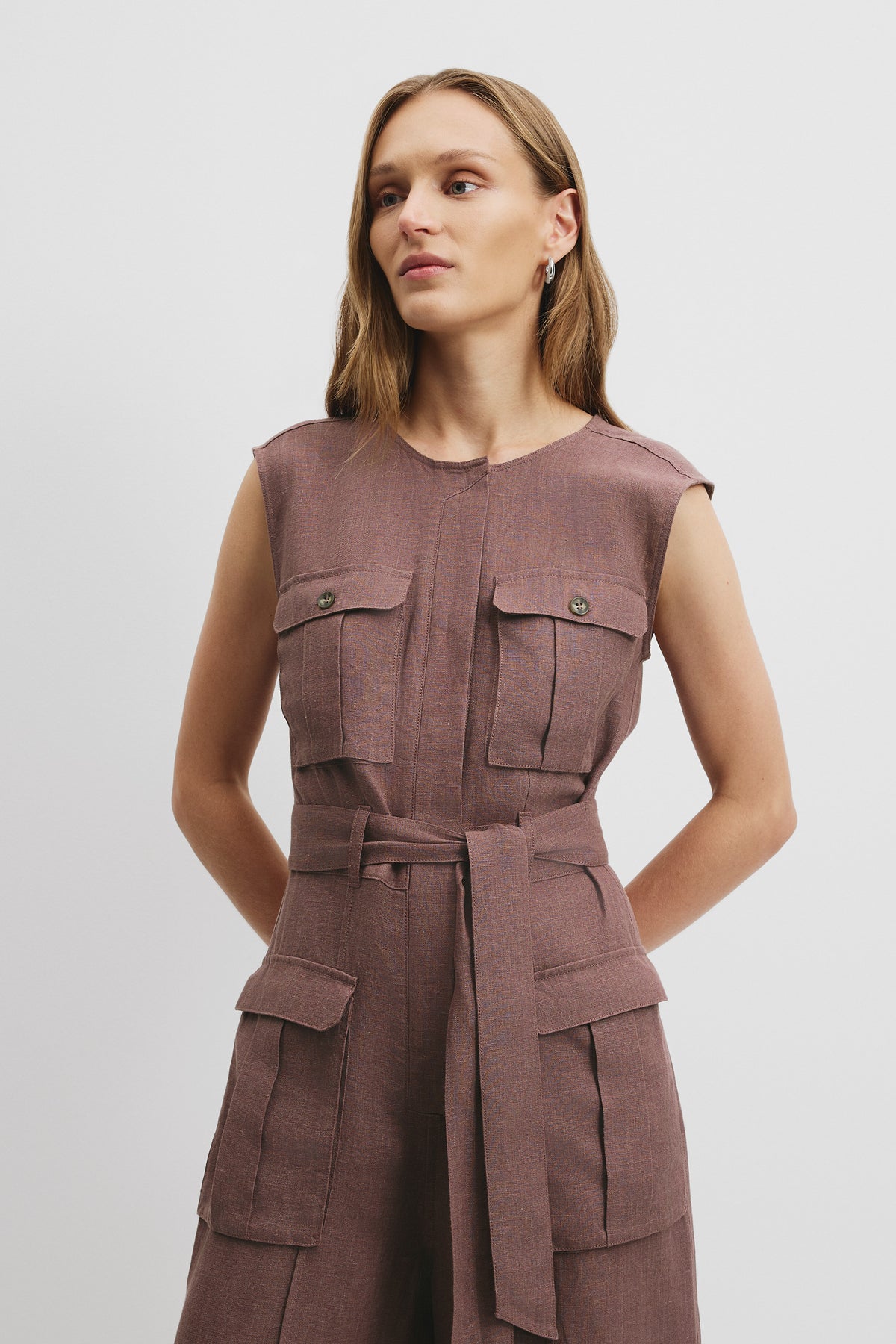 Linen Utility Detail Jumpsuit