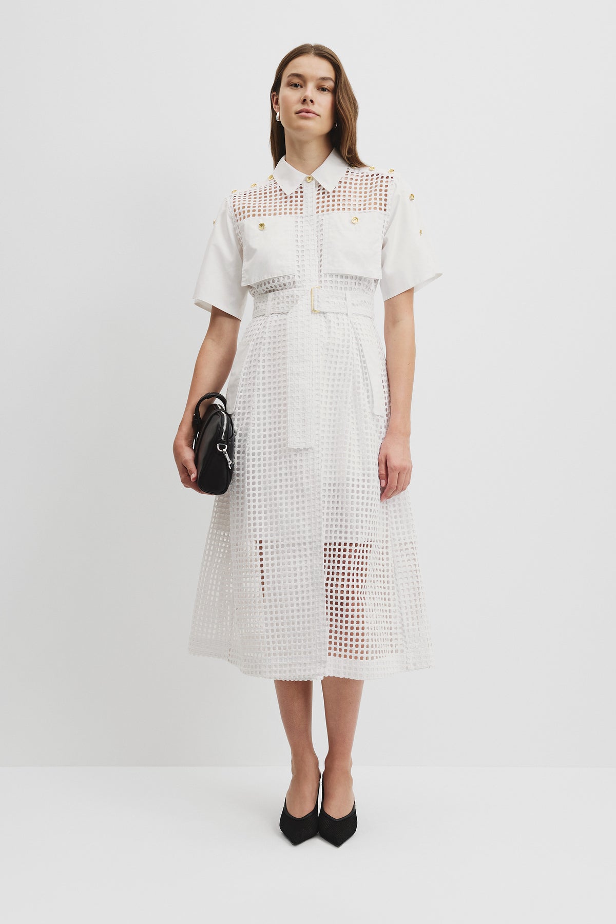 Utility Mesh Midi Dress