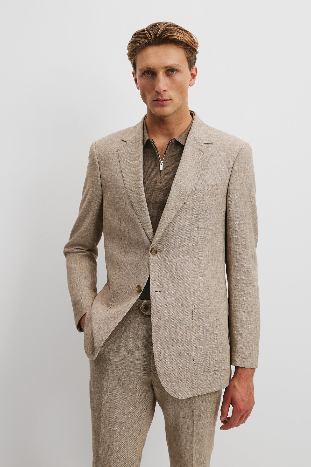 Regular Fit Linen Cotton Textured Jacket