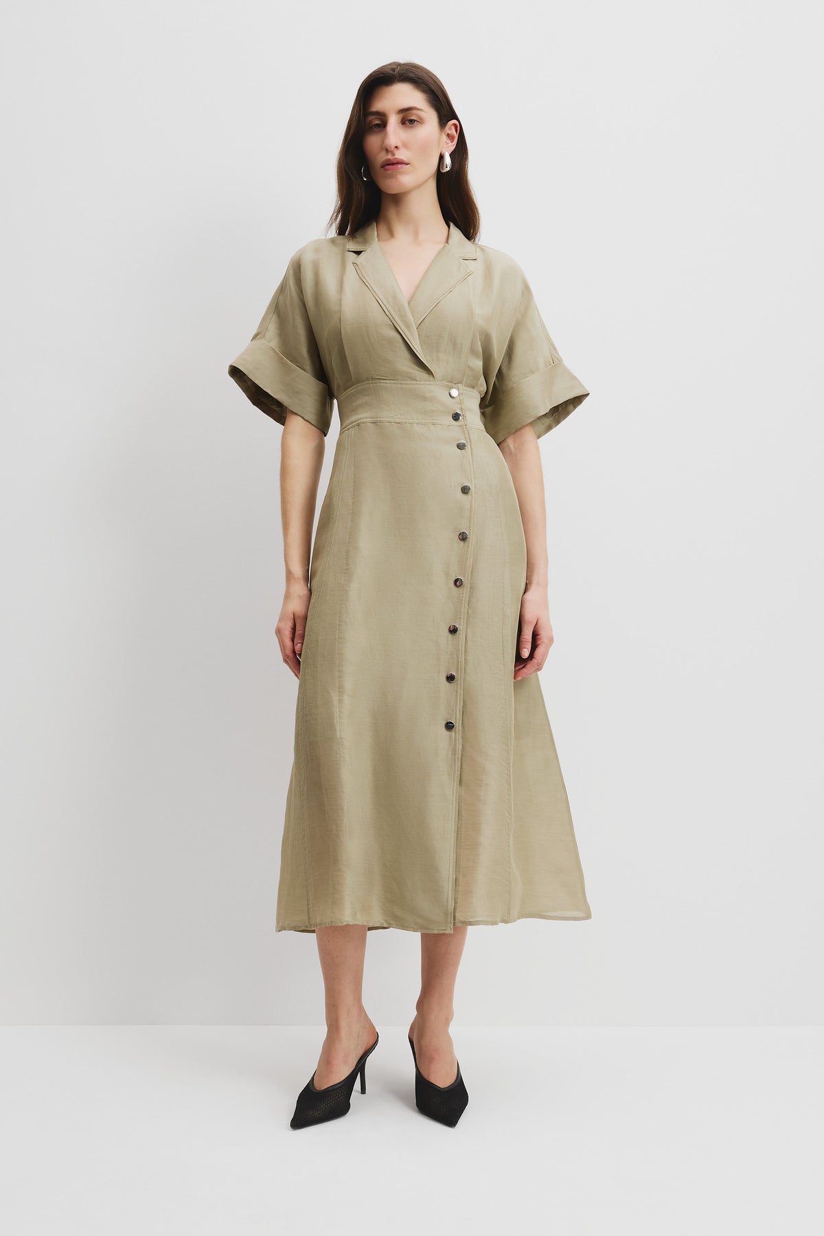 Wrap Front Midi Dress