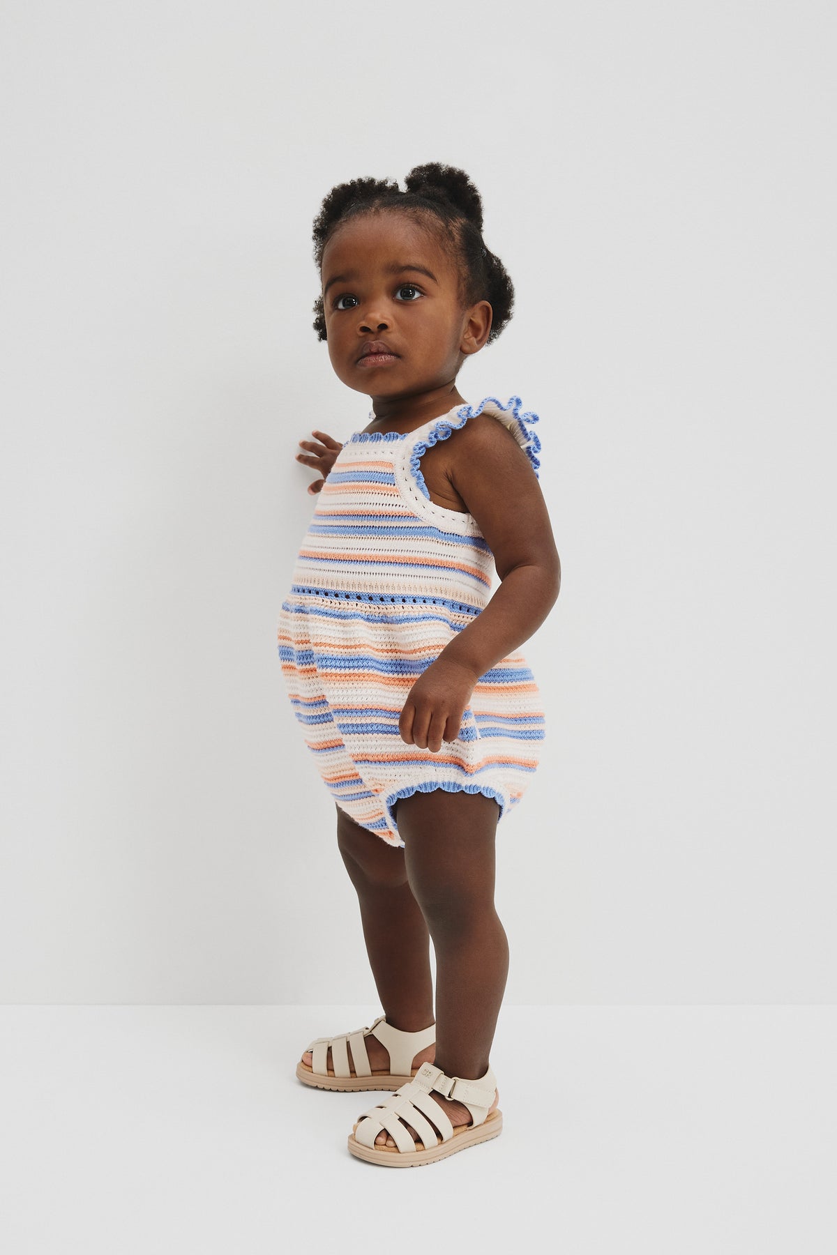 Cotton Stripe Knit Romper
