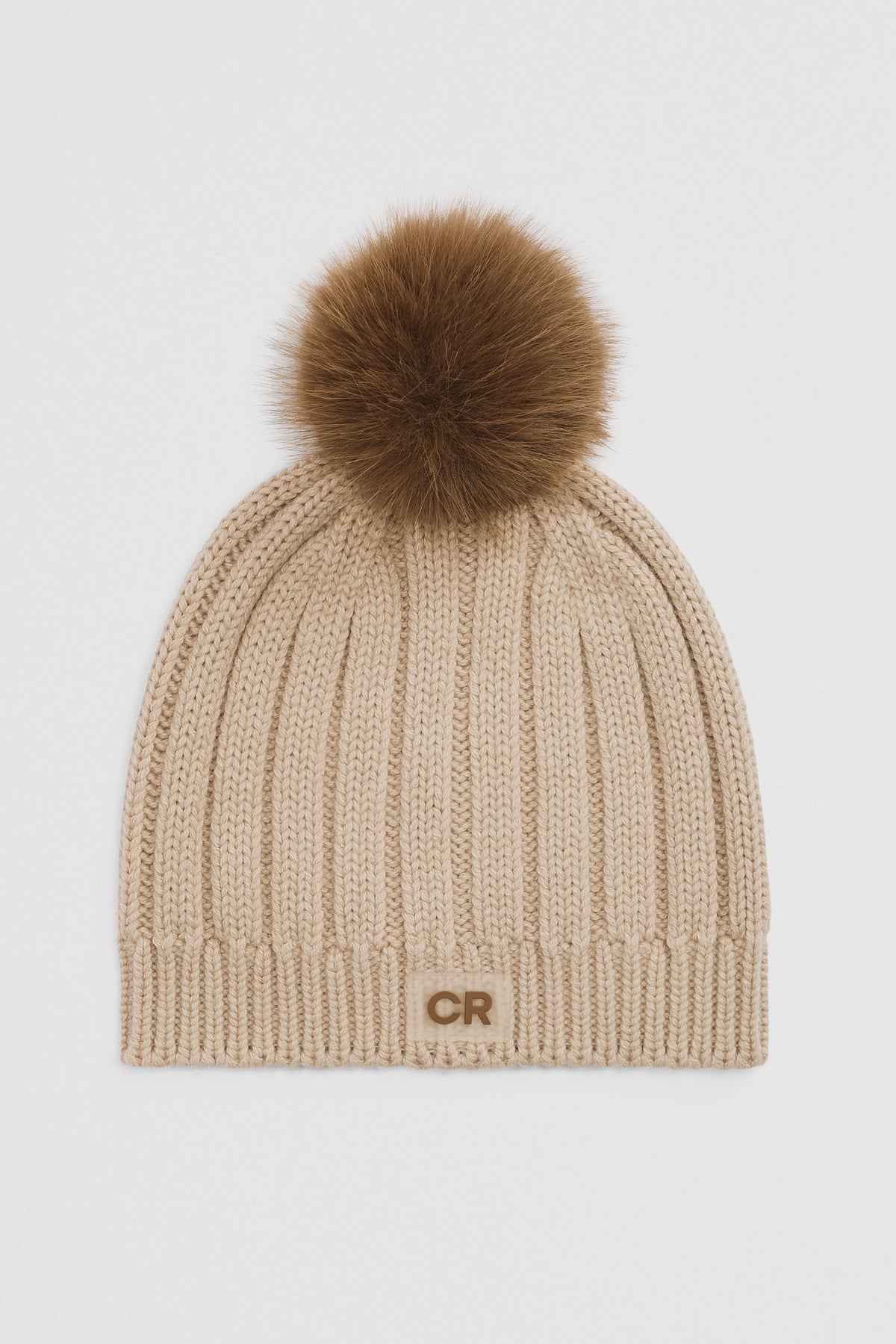 Organically Grown Cotton Blend Pom Pom Rib Beanie