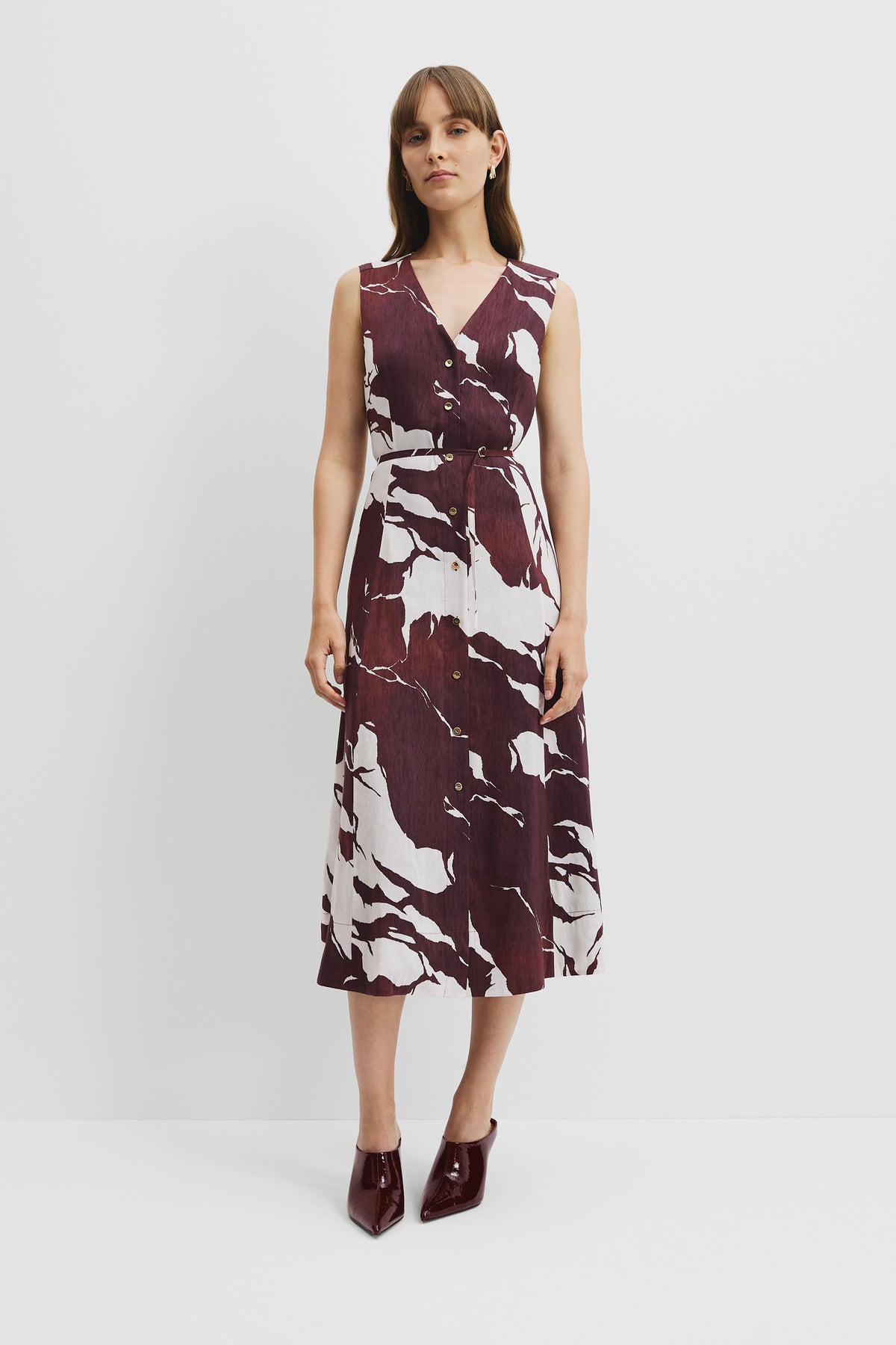 Linen Sleeveless Midi Dress