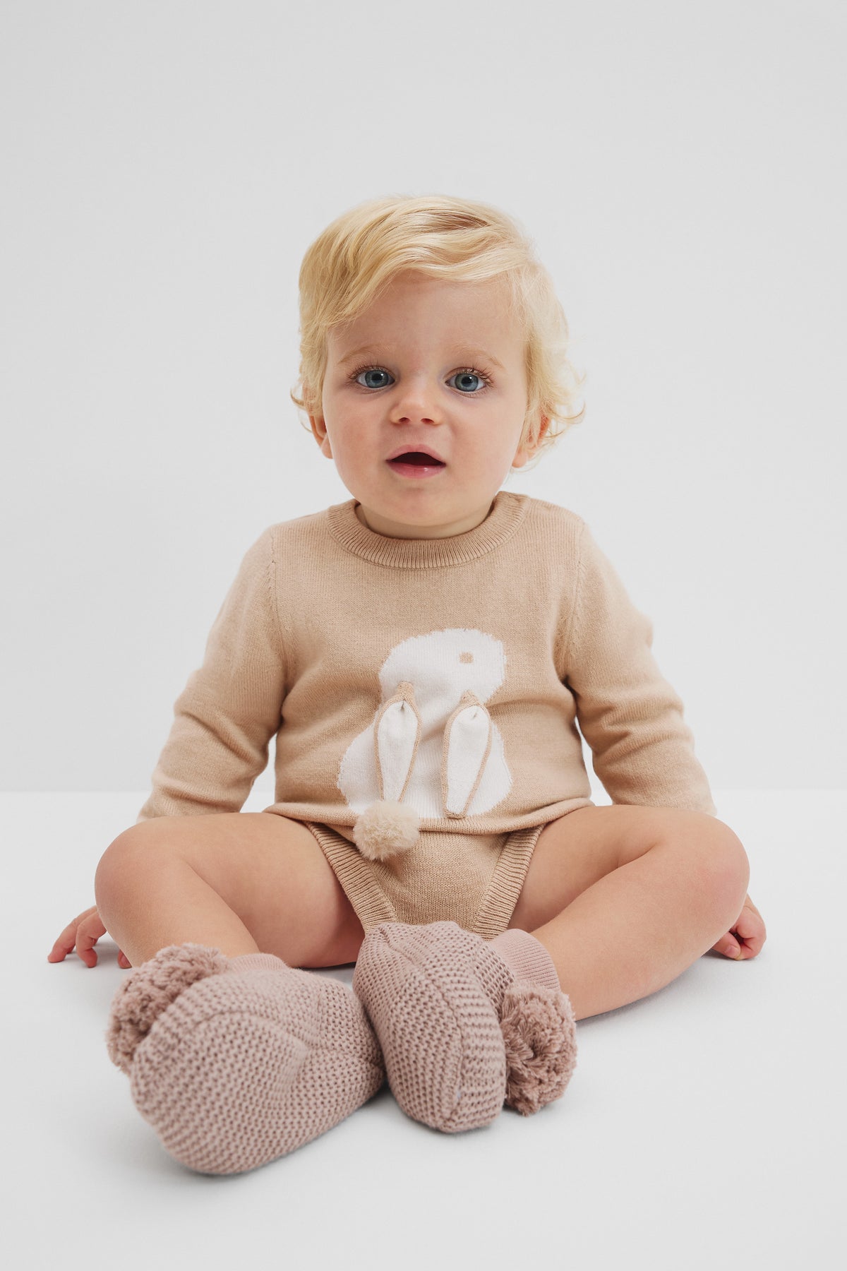 Cotton Blend Knit Bunny Bodysuit