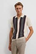 Cotton Silk Panel Zip Polo