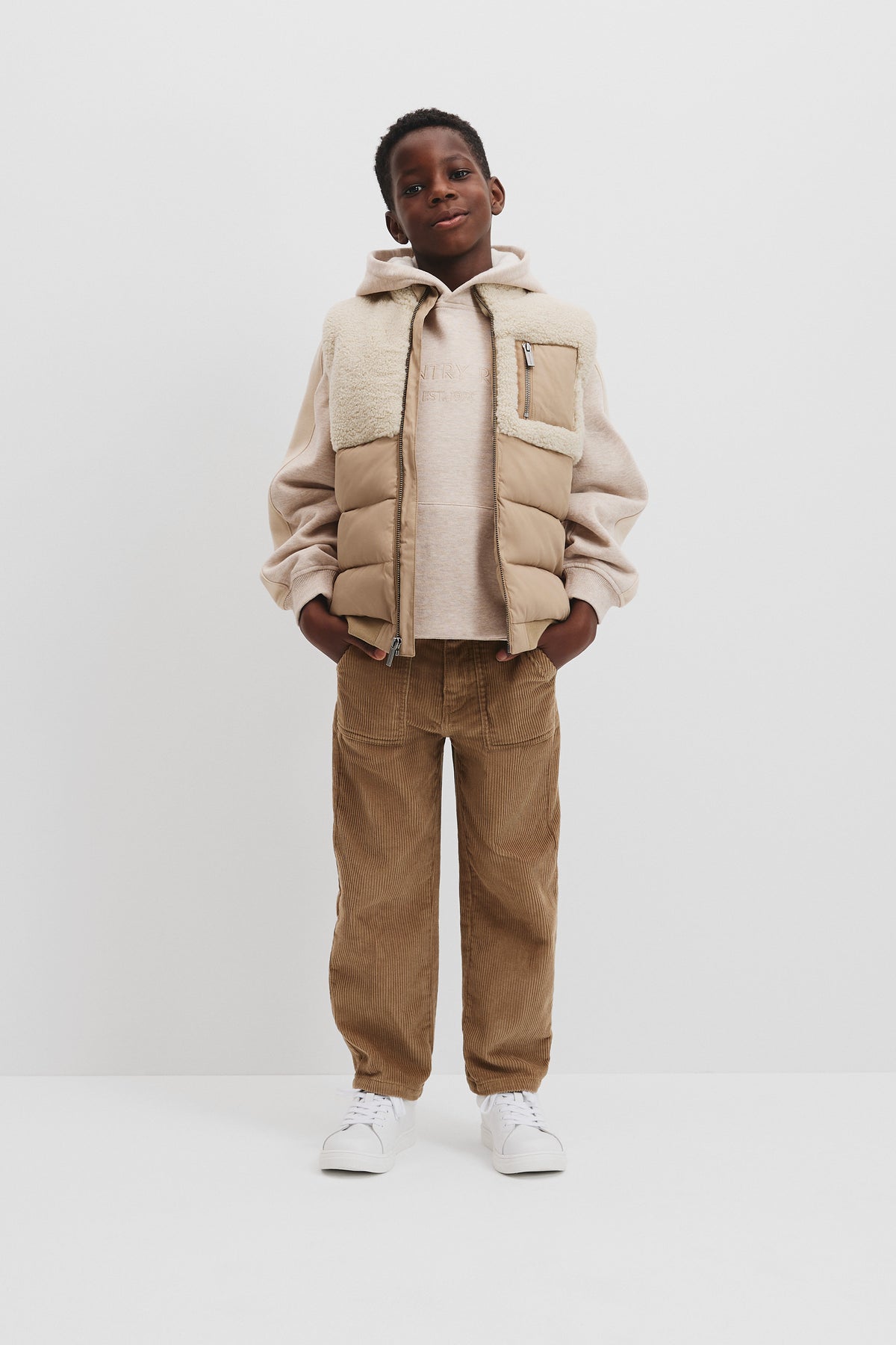 Cotton Panelled Hooded Sweat