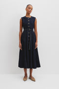 Denim Button Midi Dress