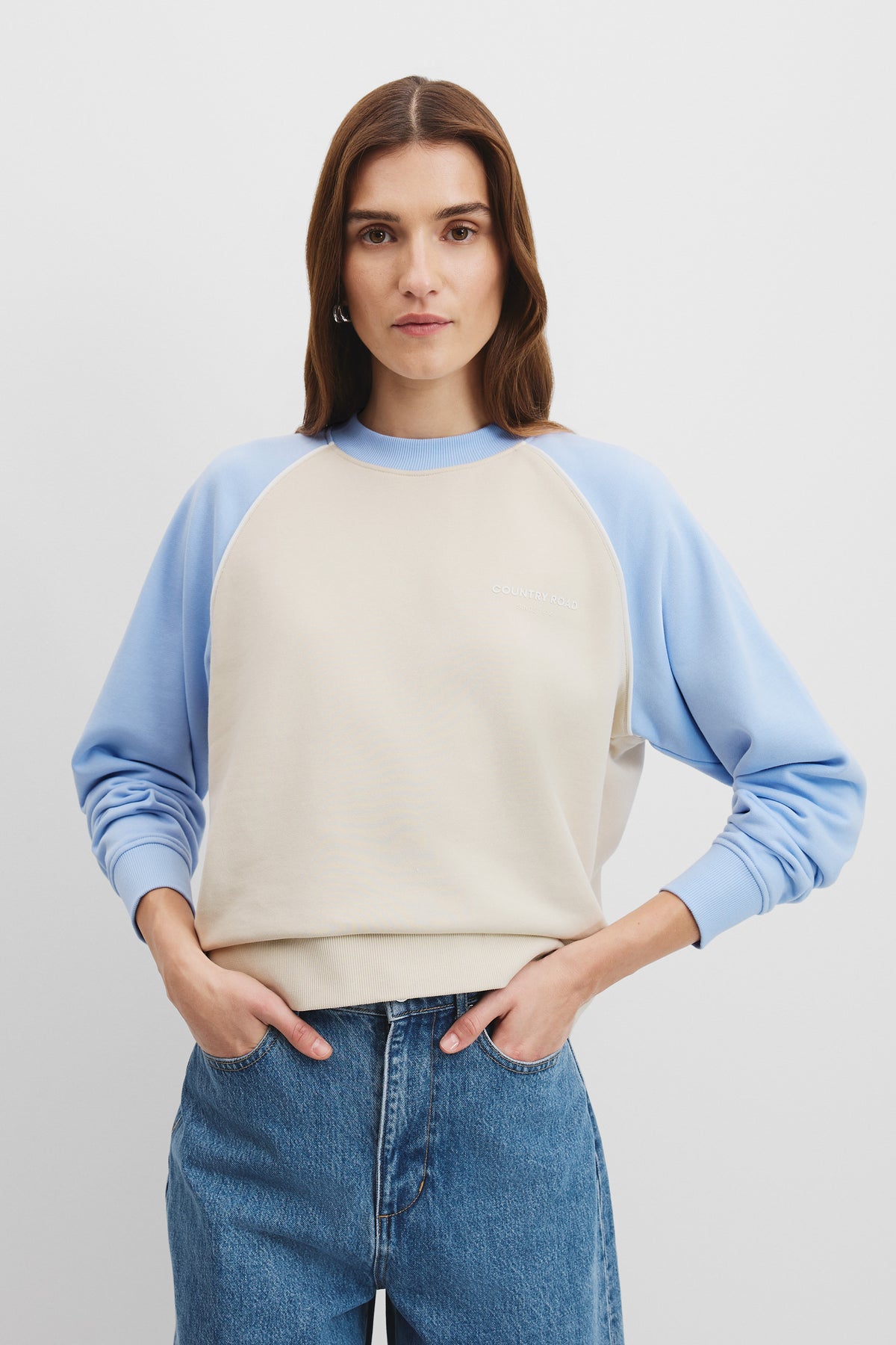 Australian Cotton Colour Block Crew Sweat