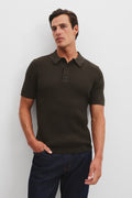Cotton Rib Short Sleeve Knit Polo Shirt