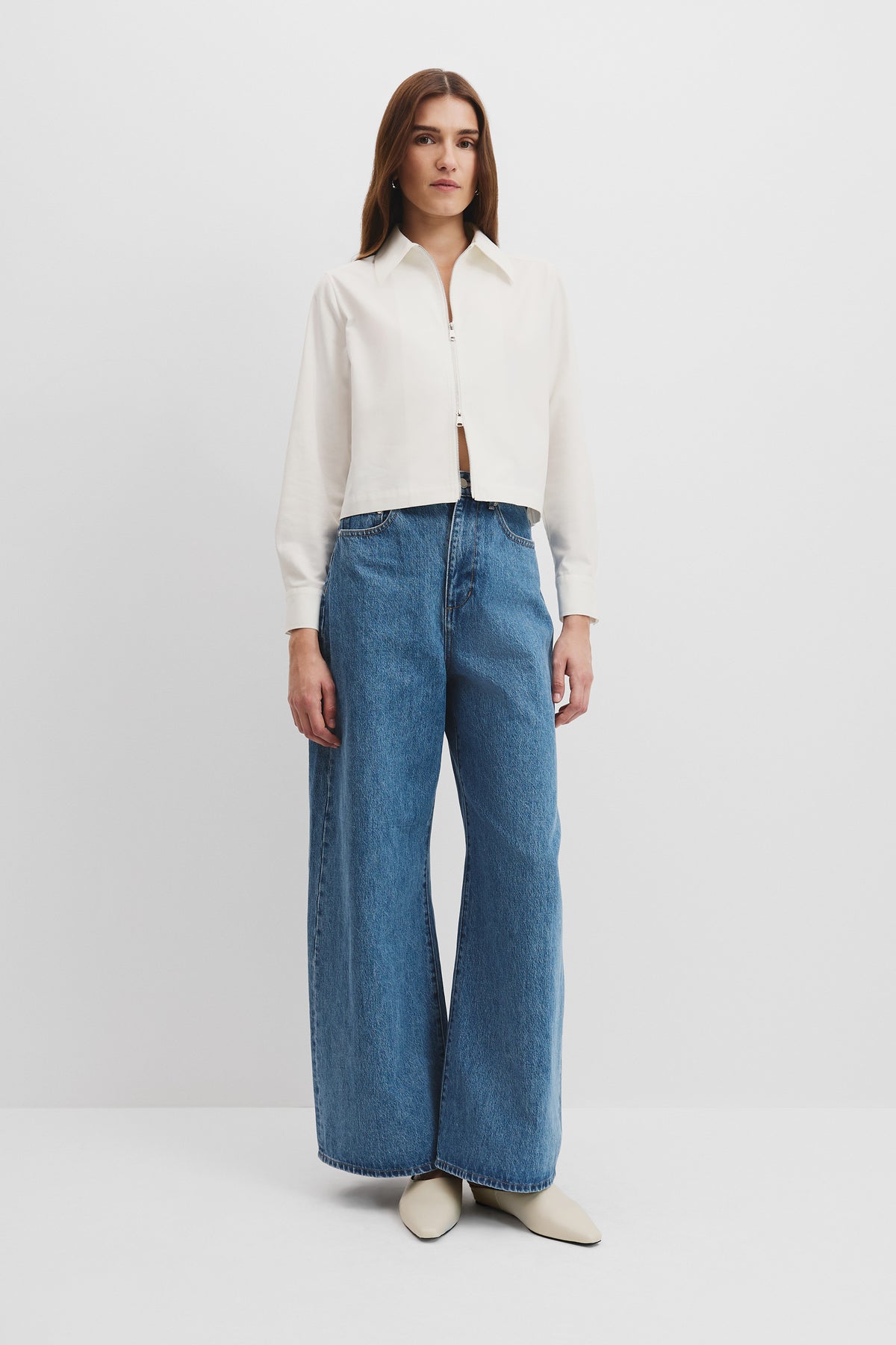 Zip-Through Crop Shirt