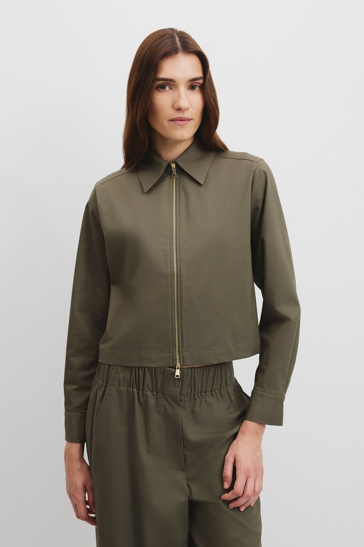 Zip-Through Crop Shirt