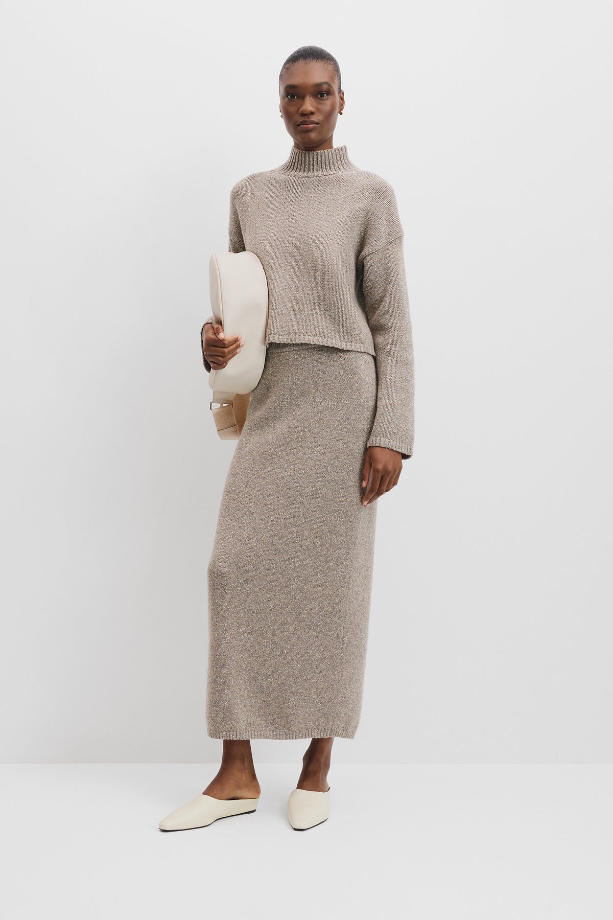 Melange Mock Neck Knit