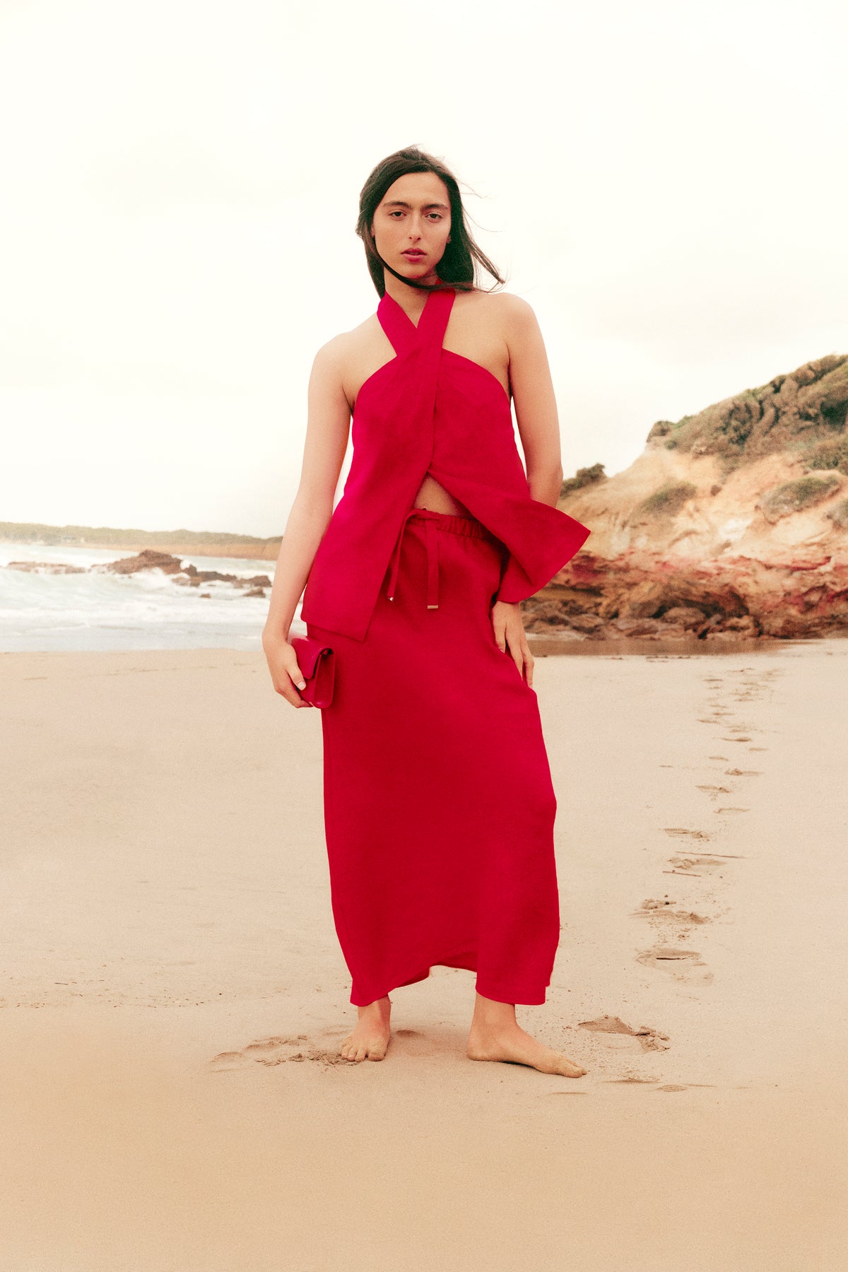 Linen Column Skirt