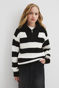 Teen Half Zip Stripe Knit