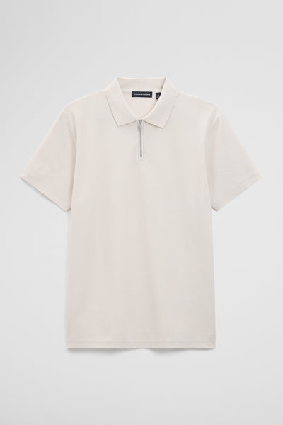 Mercerized Cotton Pique Zip Polo