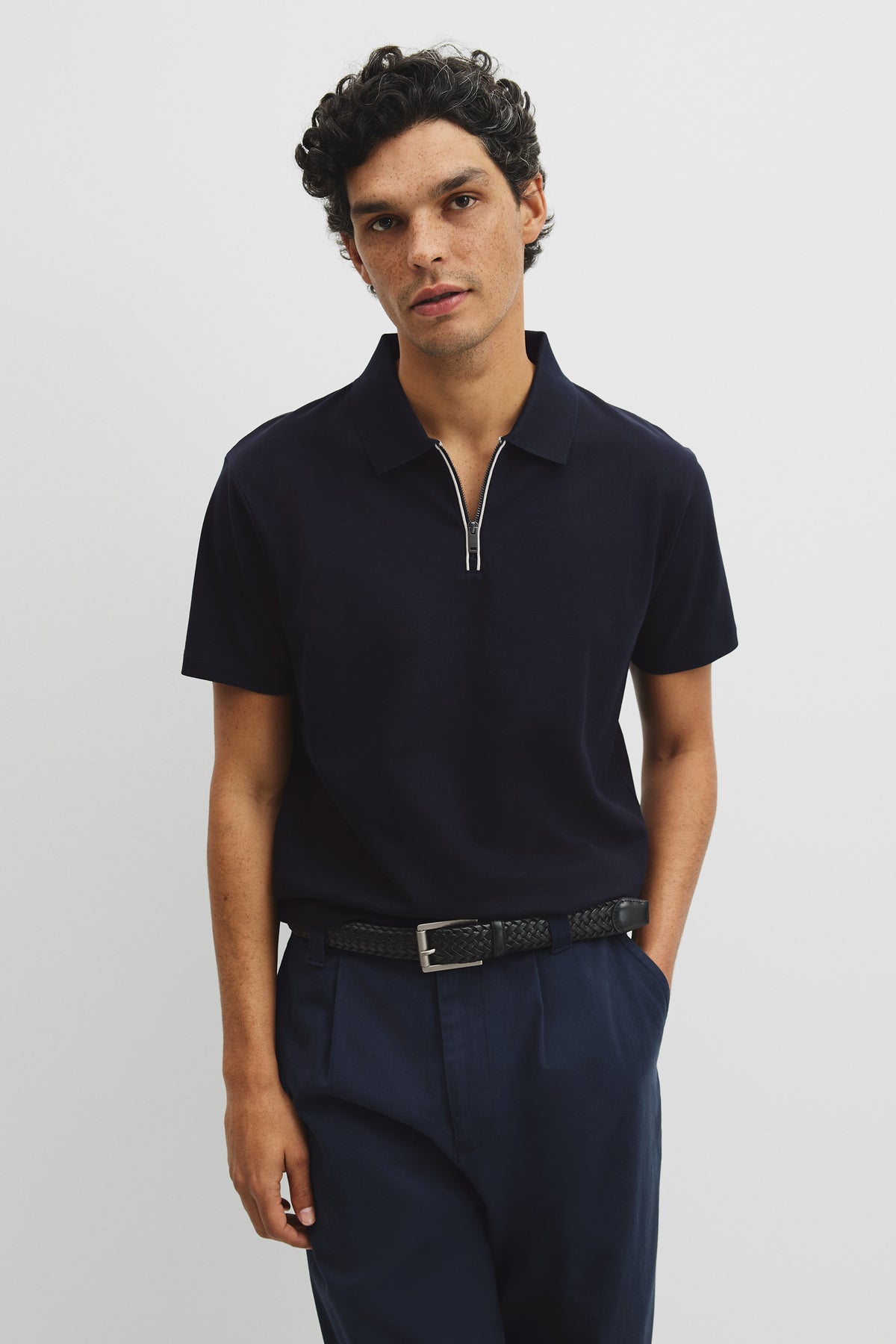 Mercerized Cotton Pique Zip Polo