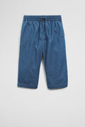 Cotton Chambray Wide Legging Pant