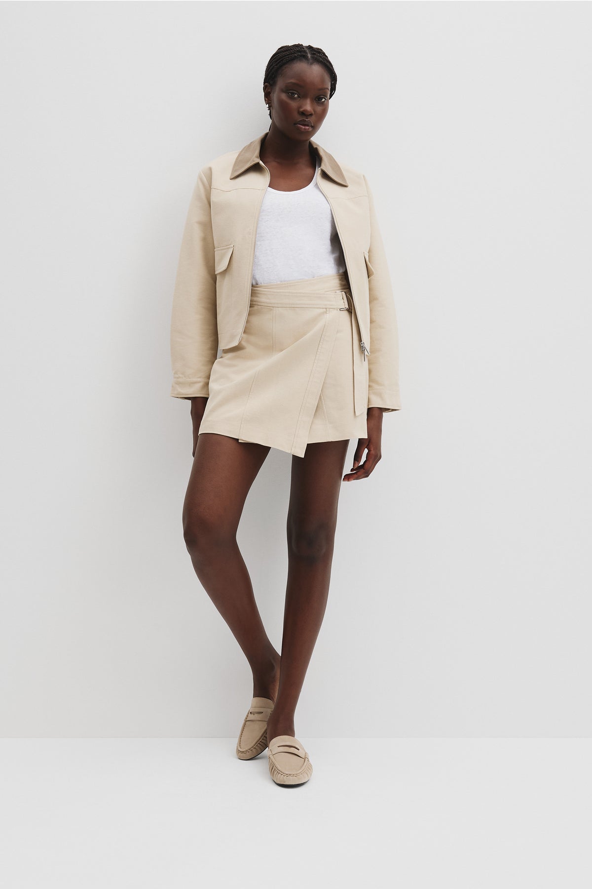 Cotton Wrap Mini Skirt