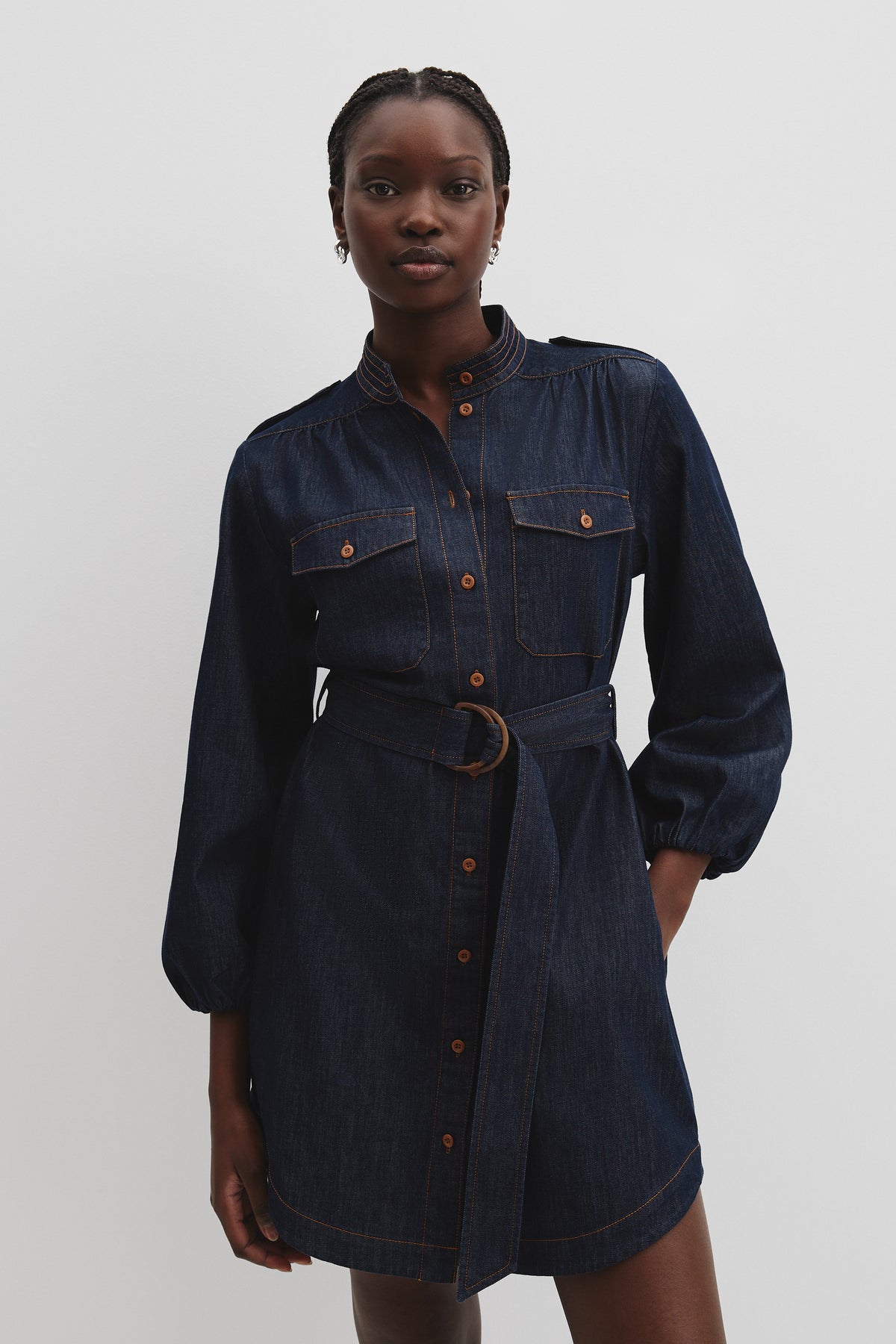 Denim Belted Shirt Dress