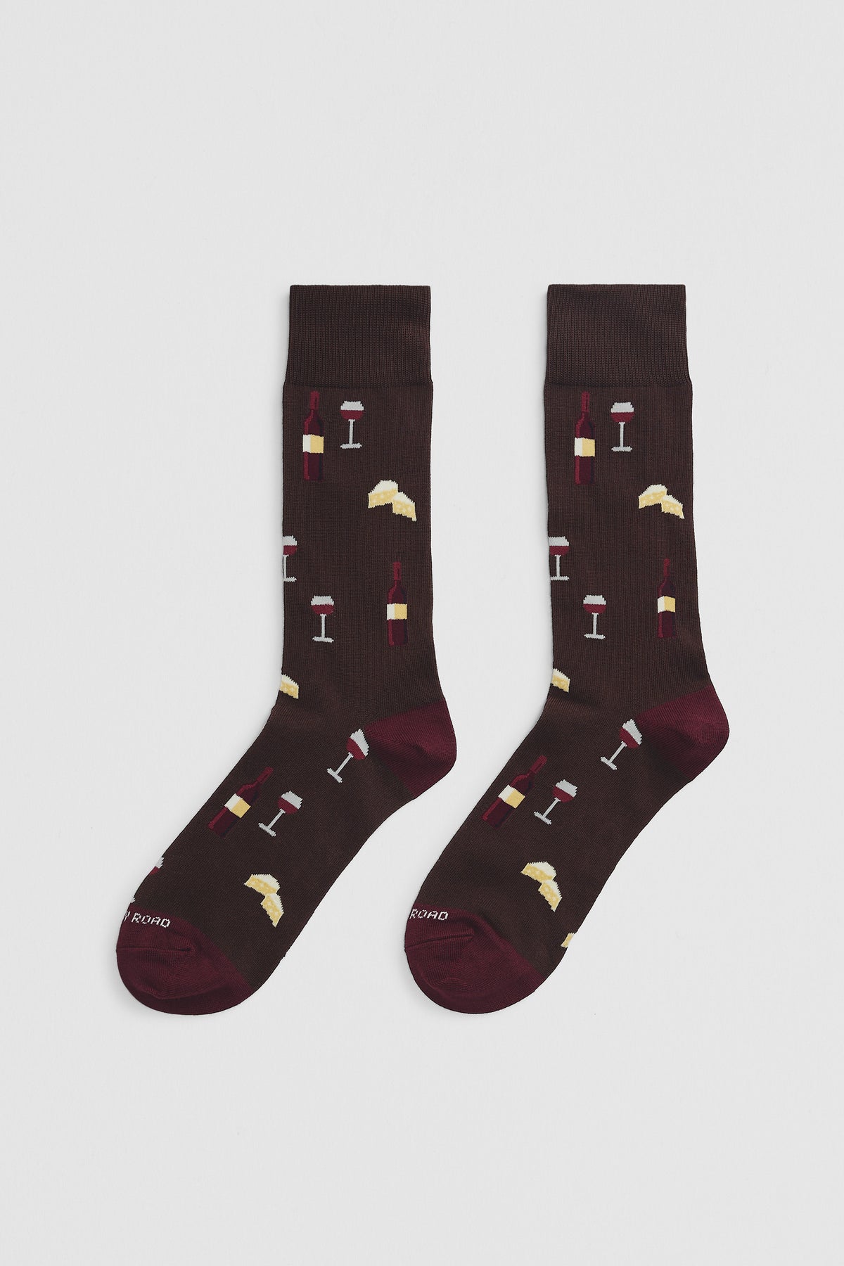 Cotton Blend Cheese And Wine Sock