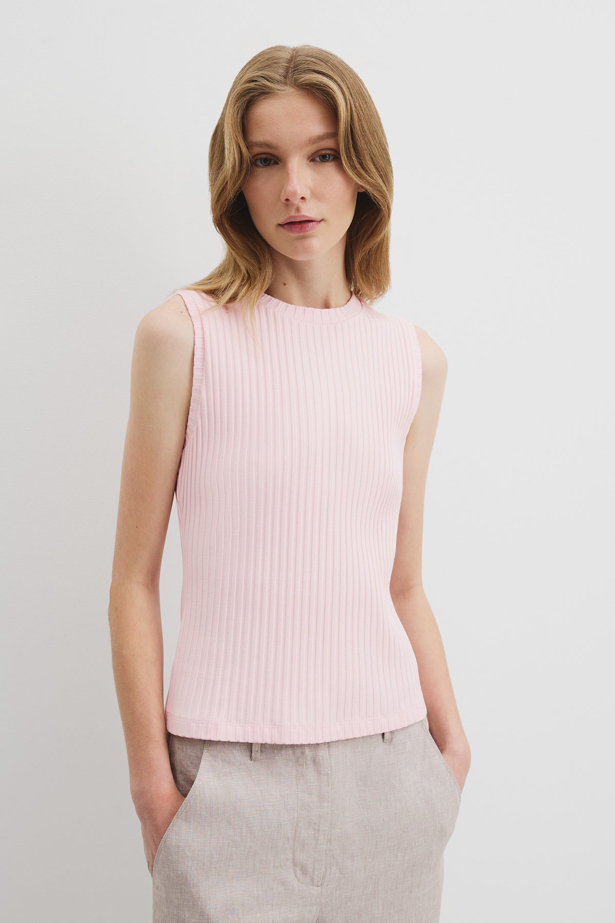 High Neck Rib Tank