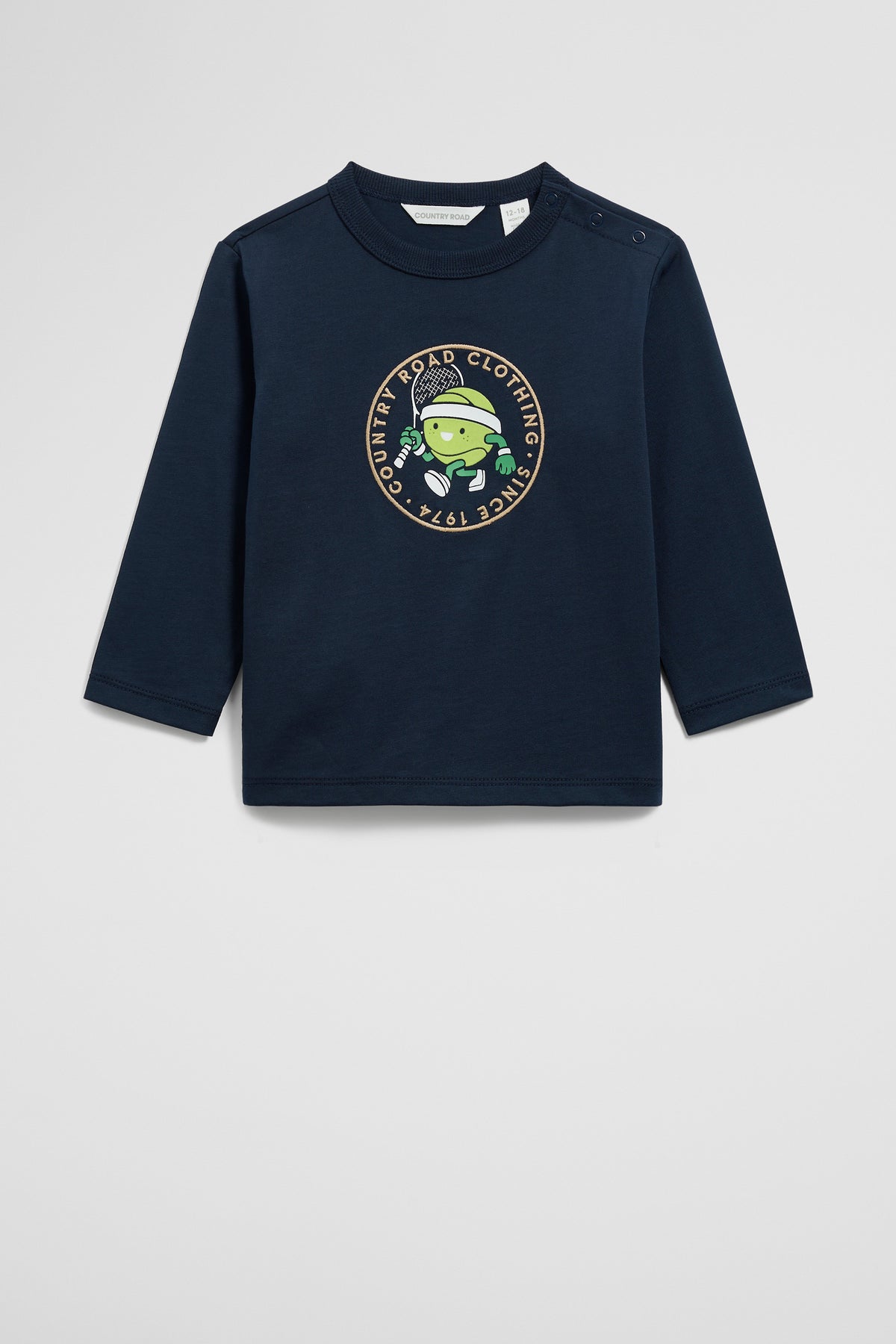Cotton Long Sleeve Tennis Mascot T-Shirt