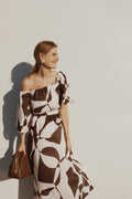 Linen Off-Shoulder Midi Dress