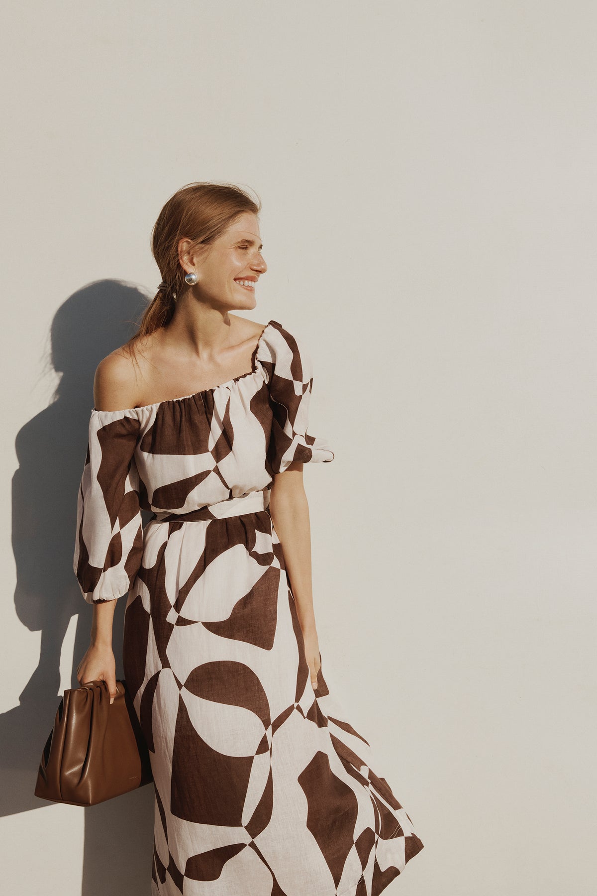 Linen Off-Shoulder Midi Dress