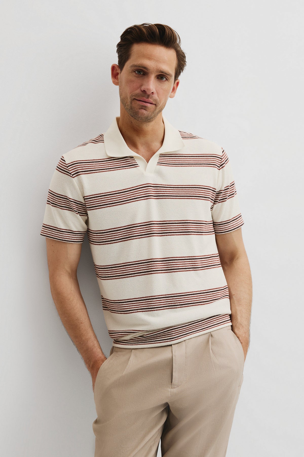 Textured Stripe Detail Polo