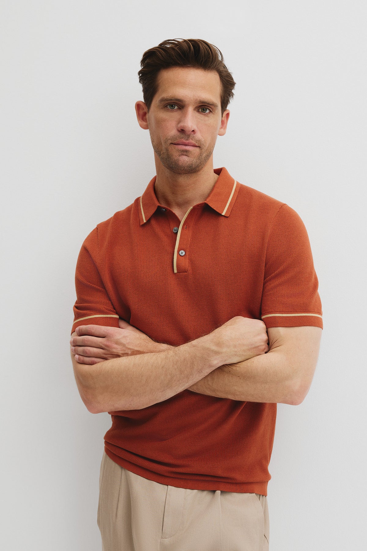 Australian Cotton Blend Silk Tipped Knit Polo