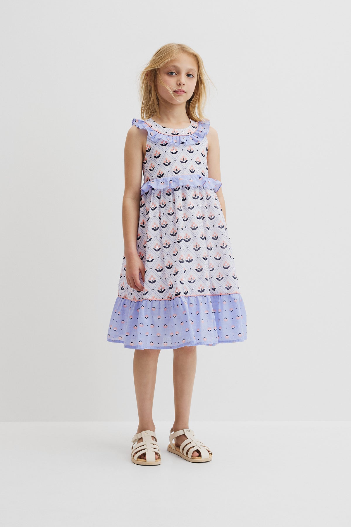 Frill Neck Midi Dress