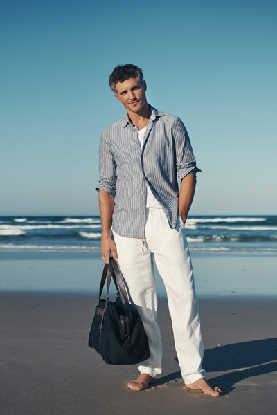Regular Fit Cotton Linen Stripe Shirt