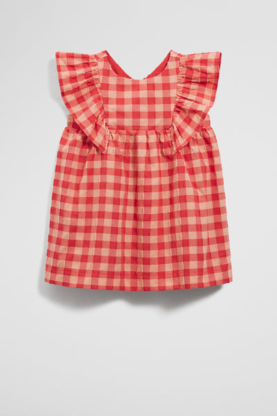 Gingham Flutter Sleeve Dress