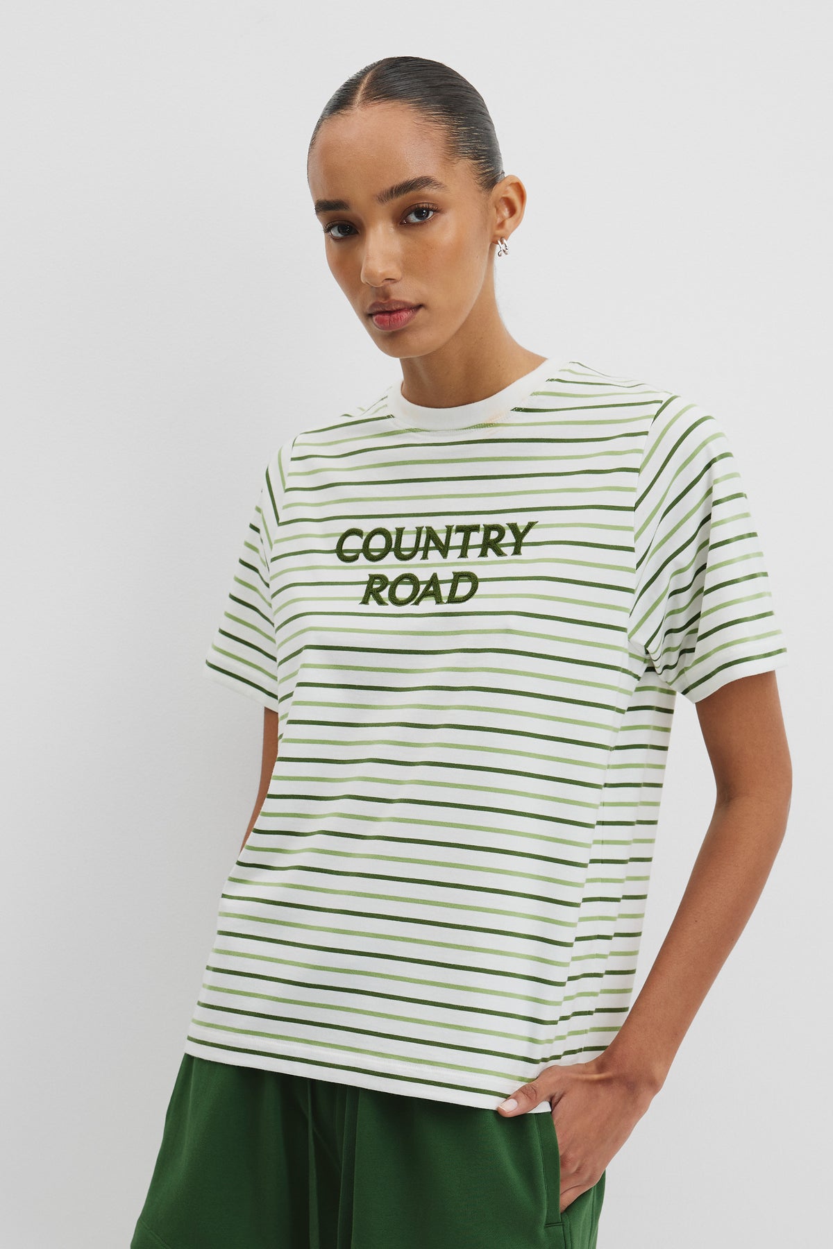 Australian Cotton Stripe Cr T-Shirt