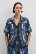 Scarf Print Short Sleeve Shirt