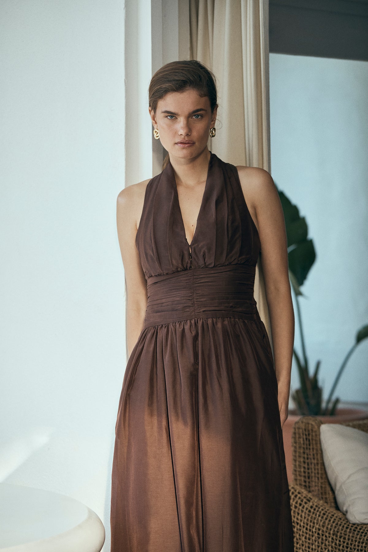 Gathered Halter Dress