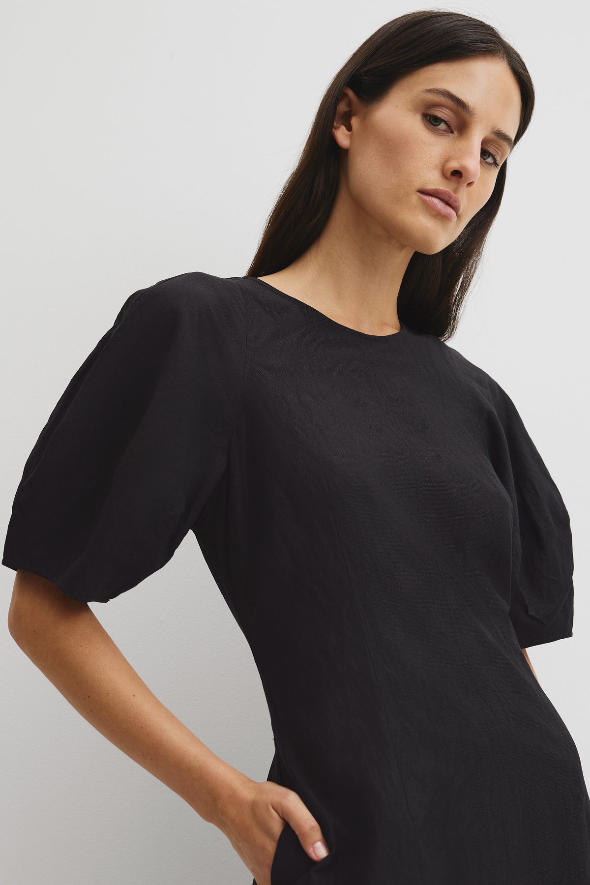 Blouson Sleeve Midi Dress