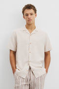 Short Sleeve Cotton Linen Basket Weave Shirt