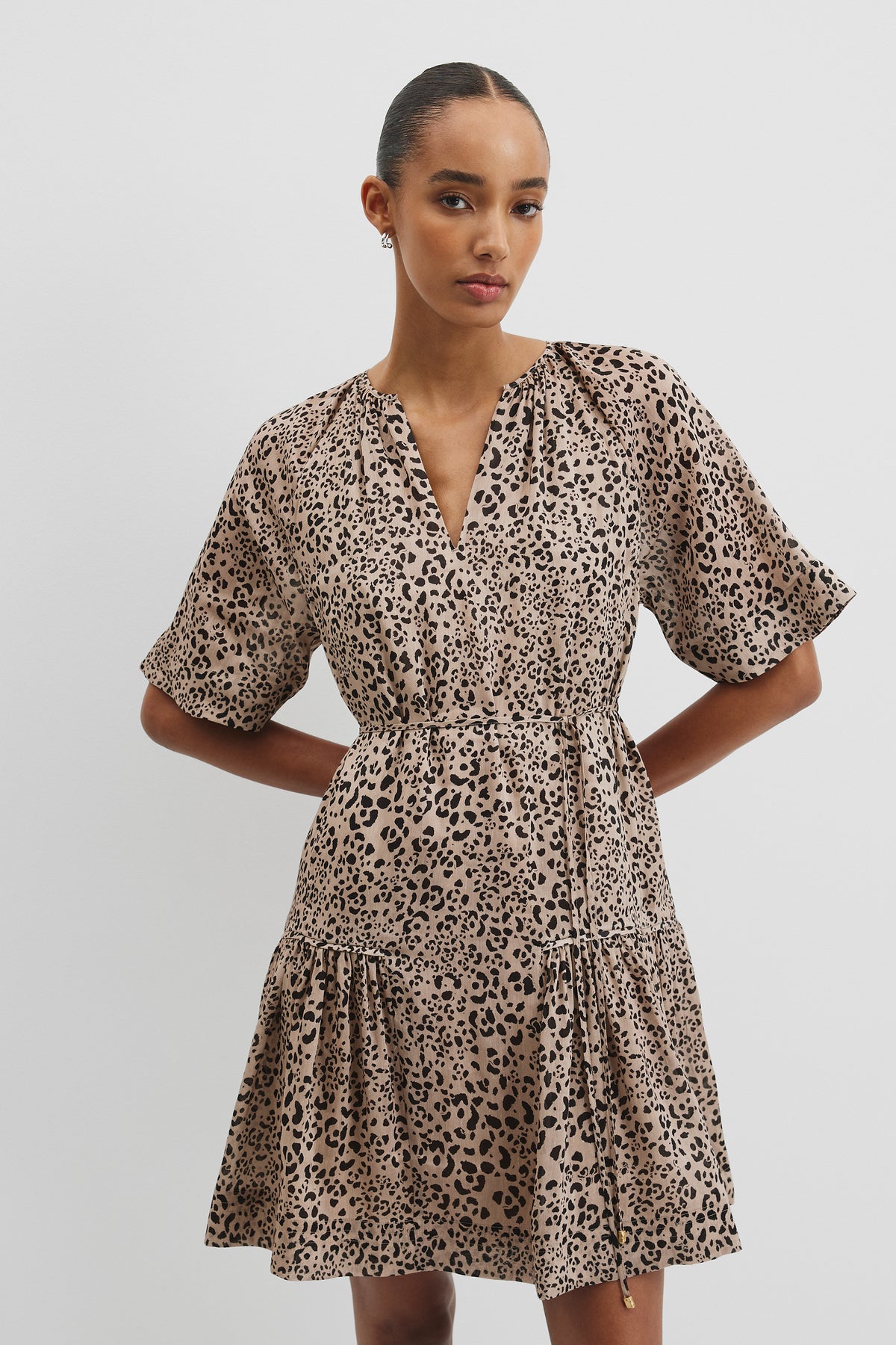 Print Tiered Mini Dress