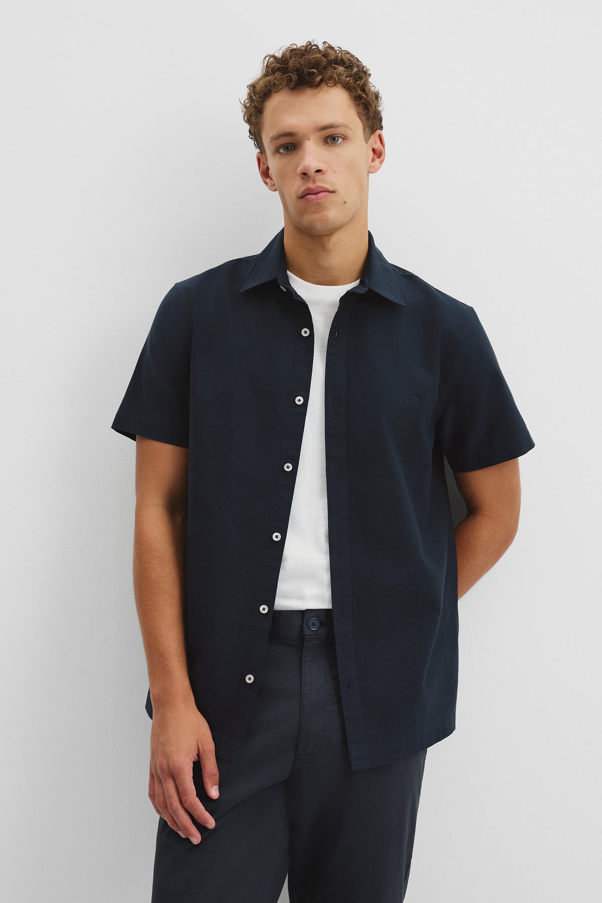 Short Sleeve Relaxed Good Earth Cotton Oxford Shirt