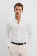 Long Sleeve Slim Linen Cotton Shirt