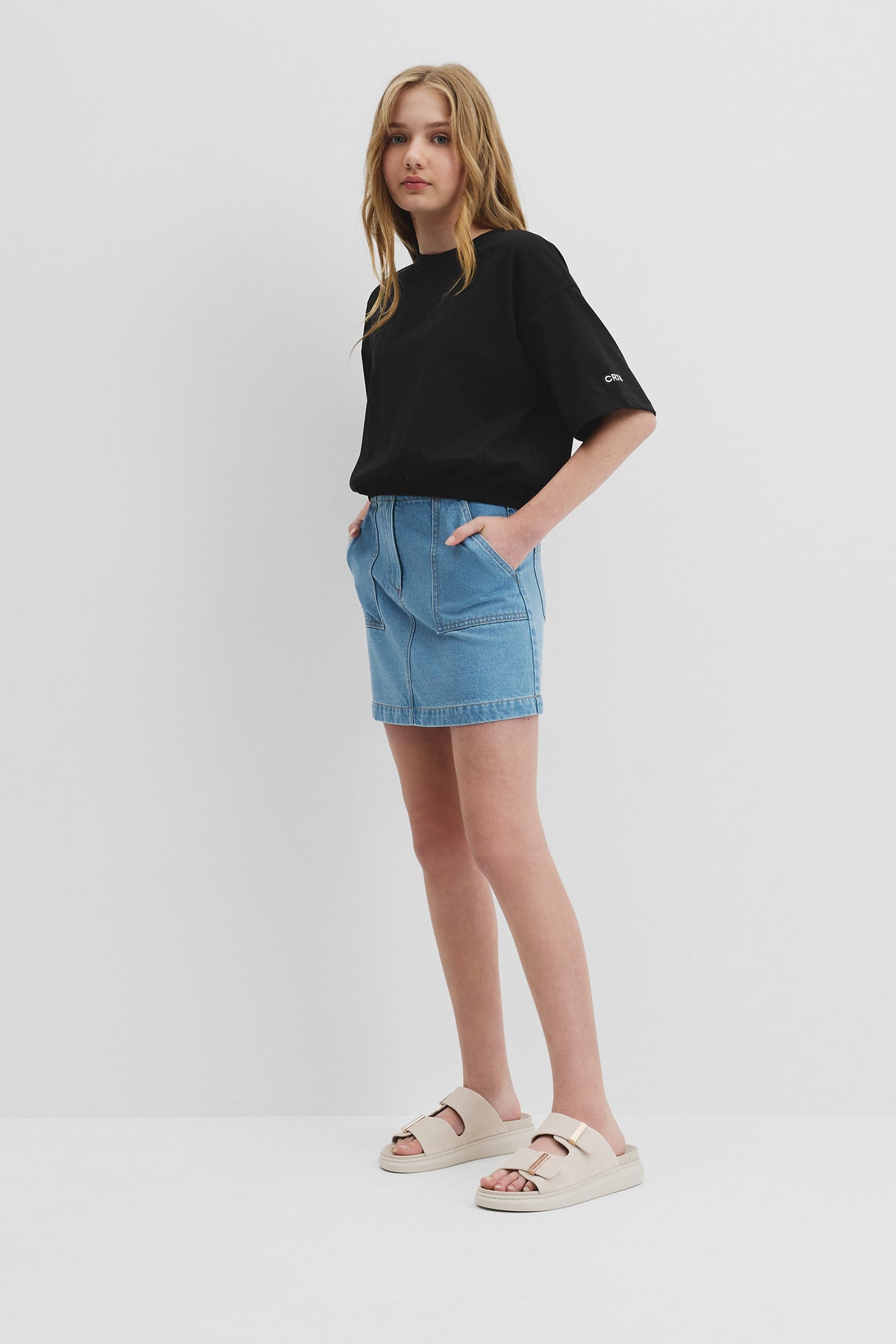Teen Recycled Cotton Blend Elasticated T-Shirt