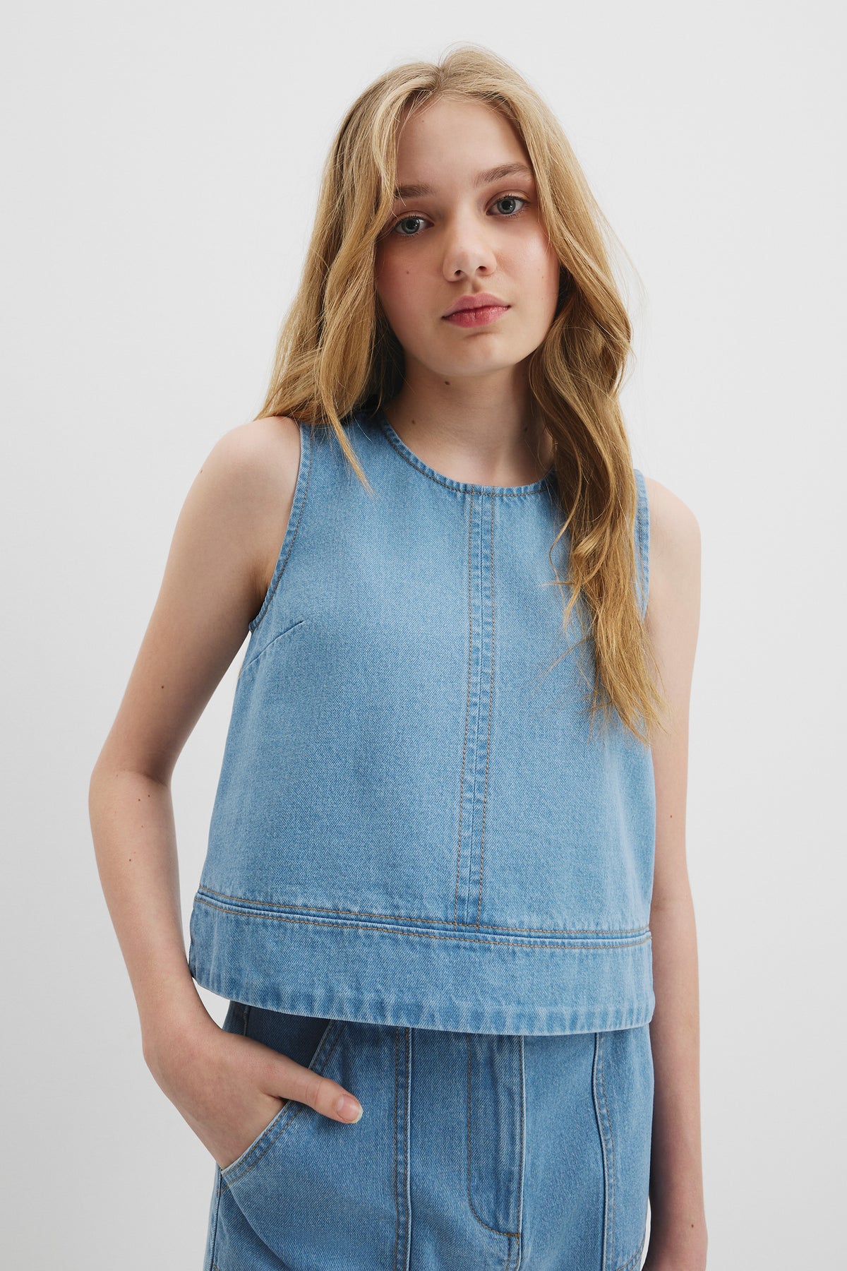 Teen Denim Shell Top